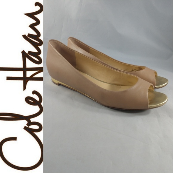 cole haan peep toe flats
